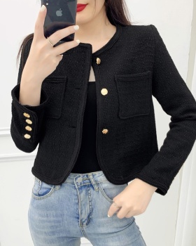 Weave slim short jacket spring loose woolen business suit