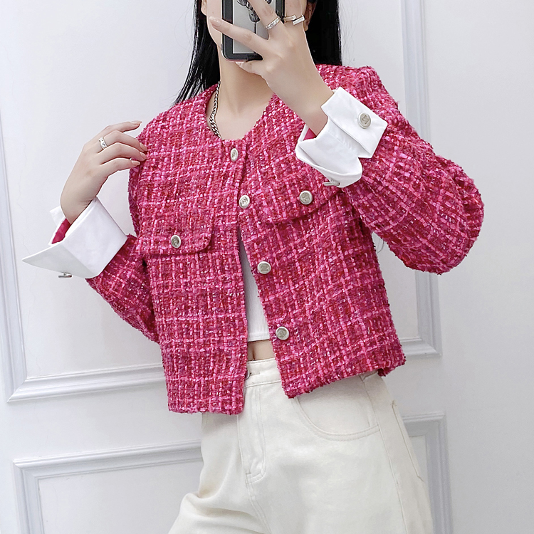 Splice weave spring and autumn short coat for women