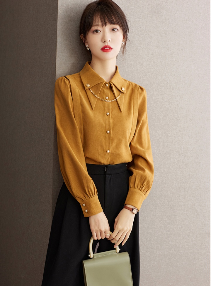 Chain decoration spring bottoming shirt for women