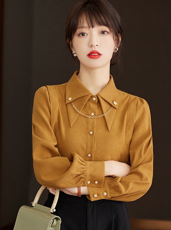 Chain decoration spring bottoming shirt for women
