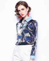 Spring lapel long sleeve printing all-match fashion shirt