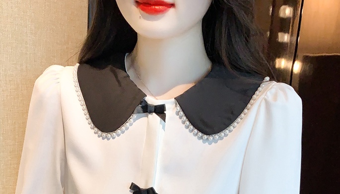 Splice all-match shirt long sleeve bow tops for women