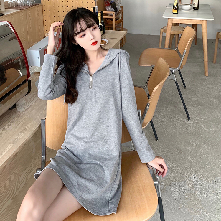 Zip large yard T-shirt lazy spring and autumn hoodie for women