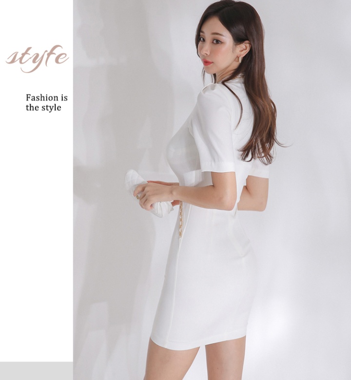 Short sleeve simple Korean style dress for women