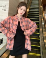 Long sleeve Casual tops spring plaid cardigan for women
