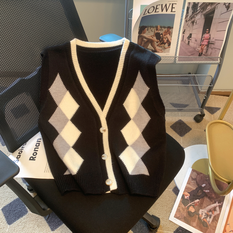 College style vest cardigan for women