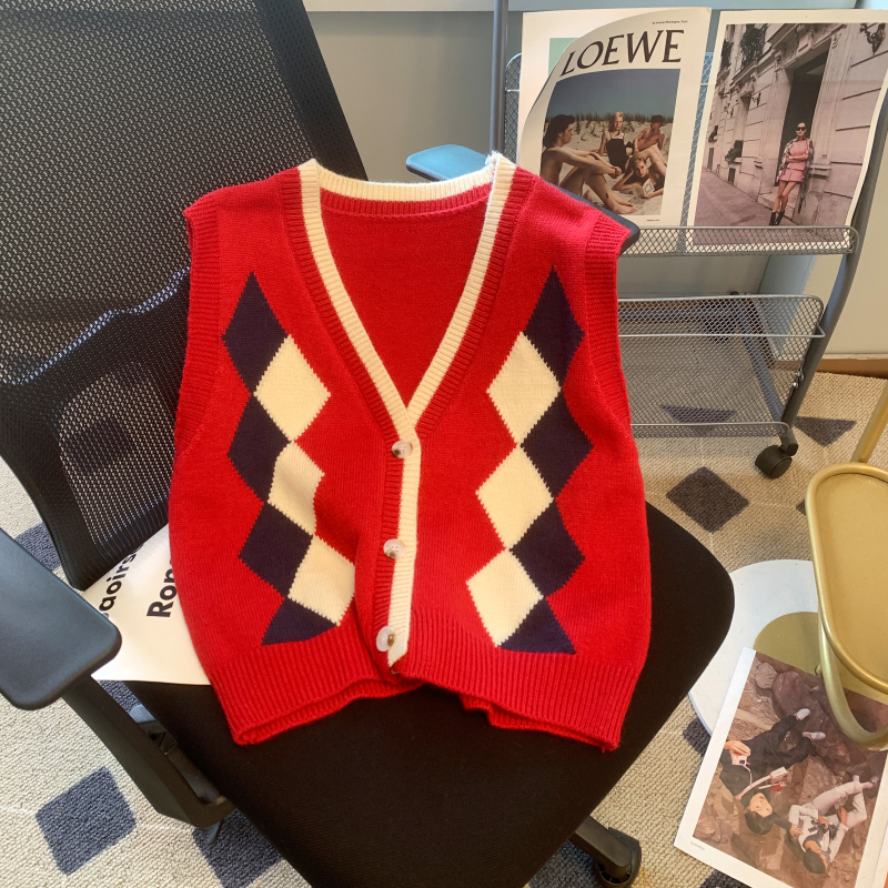 College style vest cardigan for women