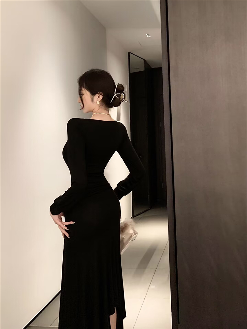 Split long dress irregular dress for women