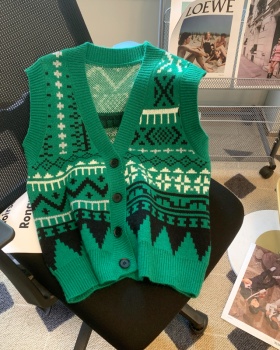 Retro knitted vest loose V-neck coat for women