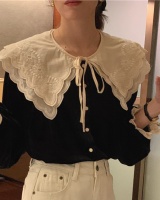 Lace collar long sleeve France style velvet shirt