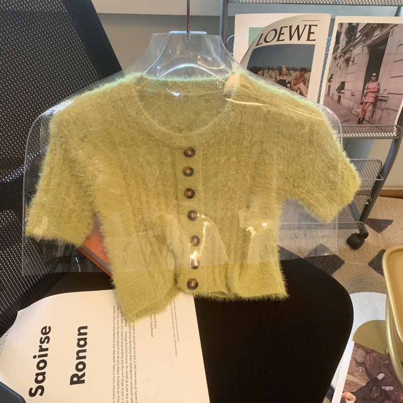 Mink velvet knitted cardigan slim coat for women