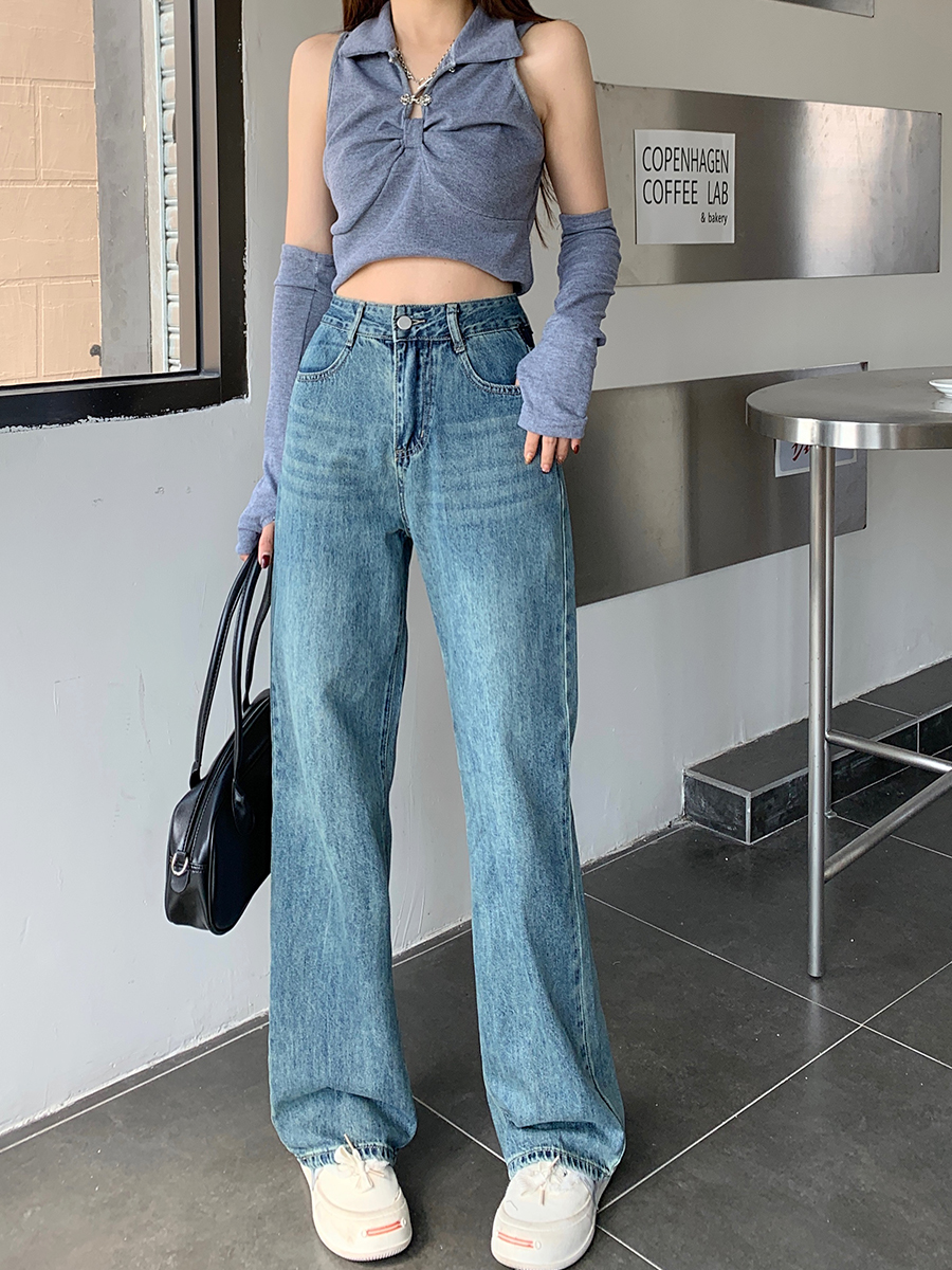 Mopping spring jeans loose all-match pants for women
