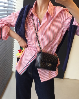 All-match stripe tops mixed colors fashion shirt