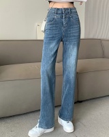 Split loose jeans high waist long pants for women