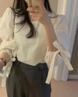 Lantern sleeve Korean style tops bow spring shirt