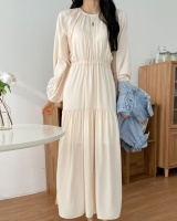Casual spring folds tender pinched waist dress