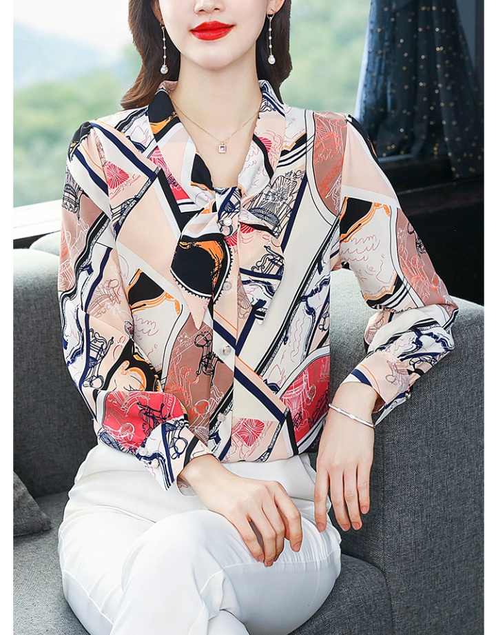 Real silk long sleeve shirt retro silk tops