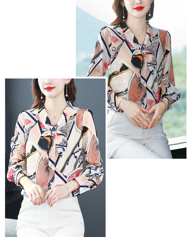 Real silk long sleeve shirt retro silk tops