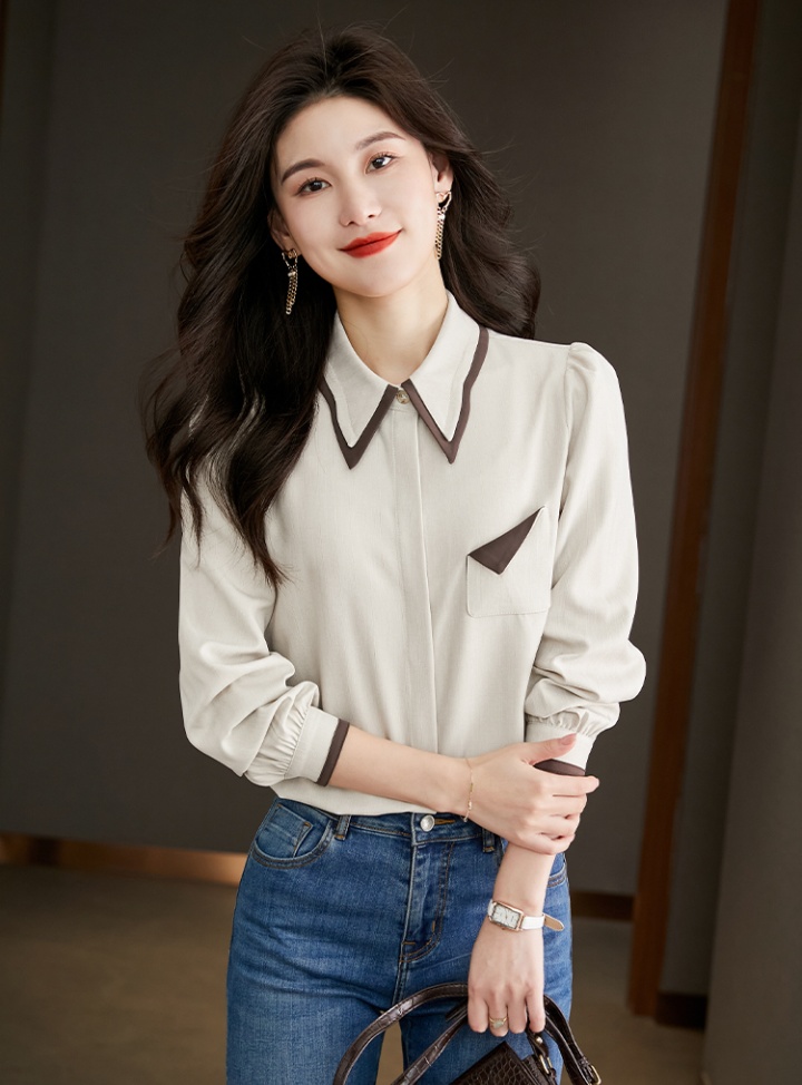Mixed colors splice small shirt spring shirt for women
