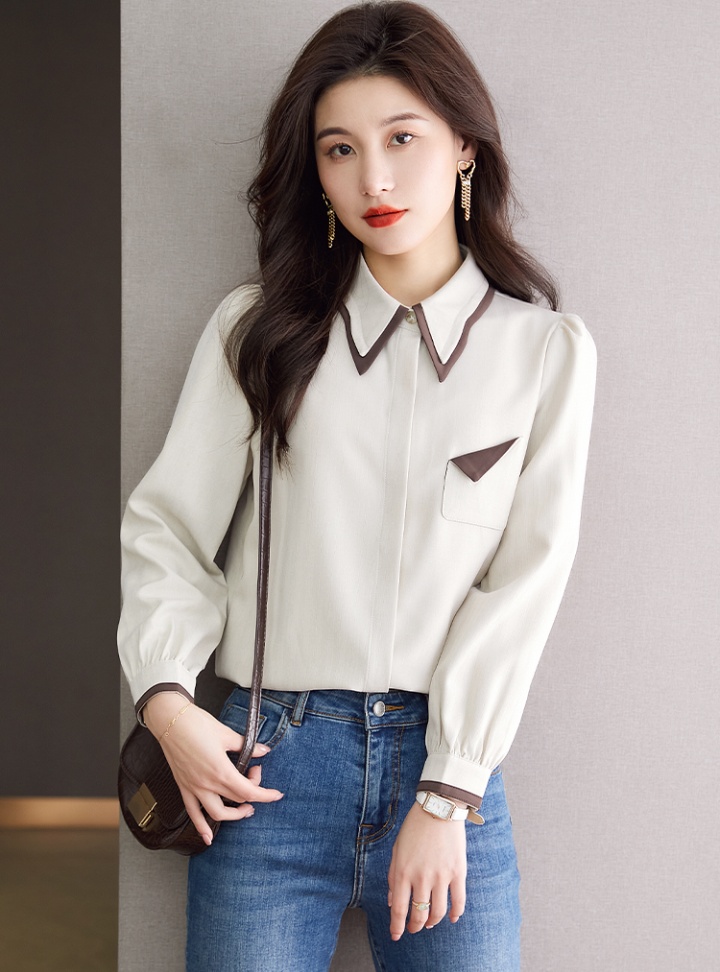 Mixed colors splice small shirt spring shirt for women