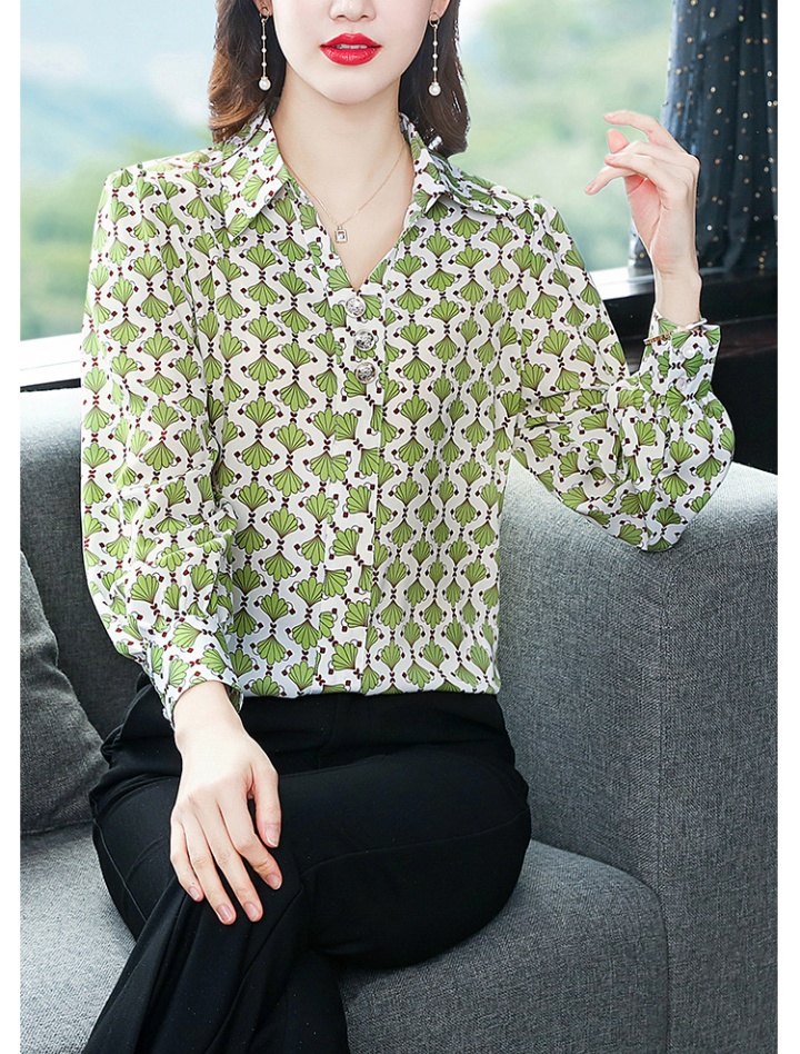 Silk Cover belly slim tops spring chiffon shirt for women