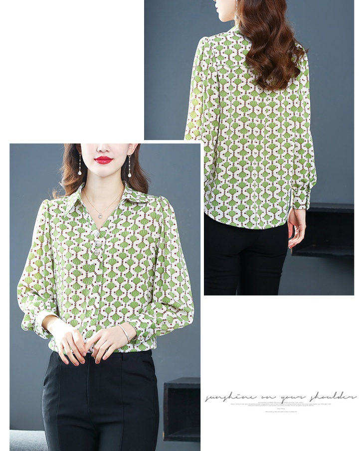 Silk Cover belly slim tops spring chiffon shirt for women