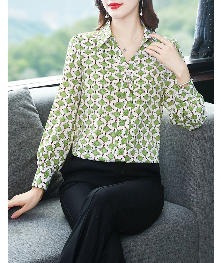 Silk Cover belly slim tops spring chiffon shirt for women