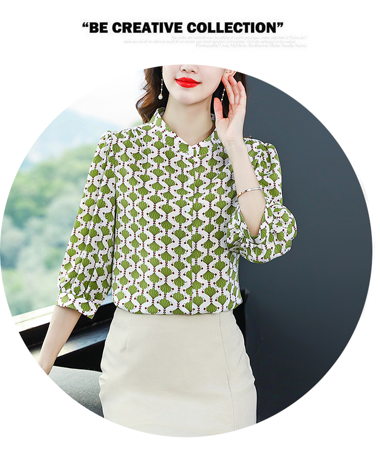 Silk Western style tops short sleeve chiffon shirt