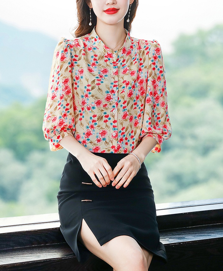 Silk tops chiffon small shirt for women
