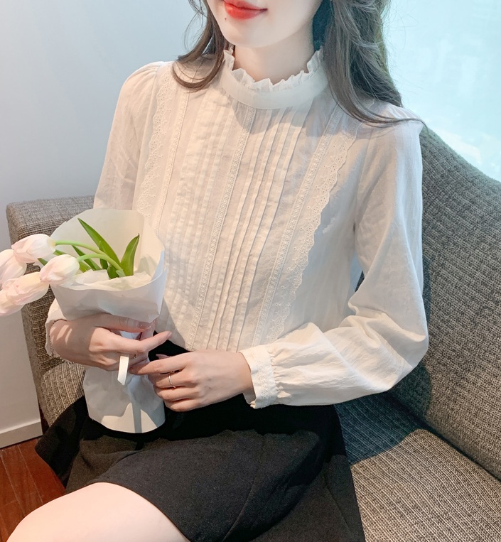 Pullover tops long sleeve chiffon shirt for women