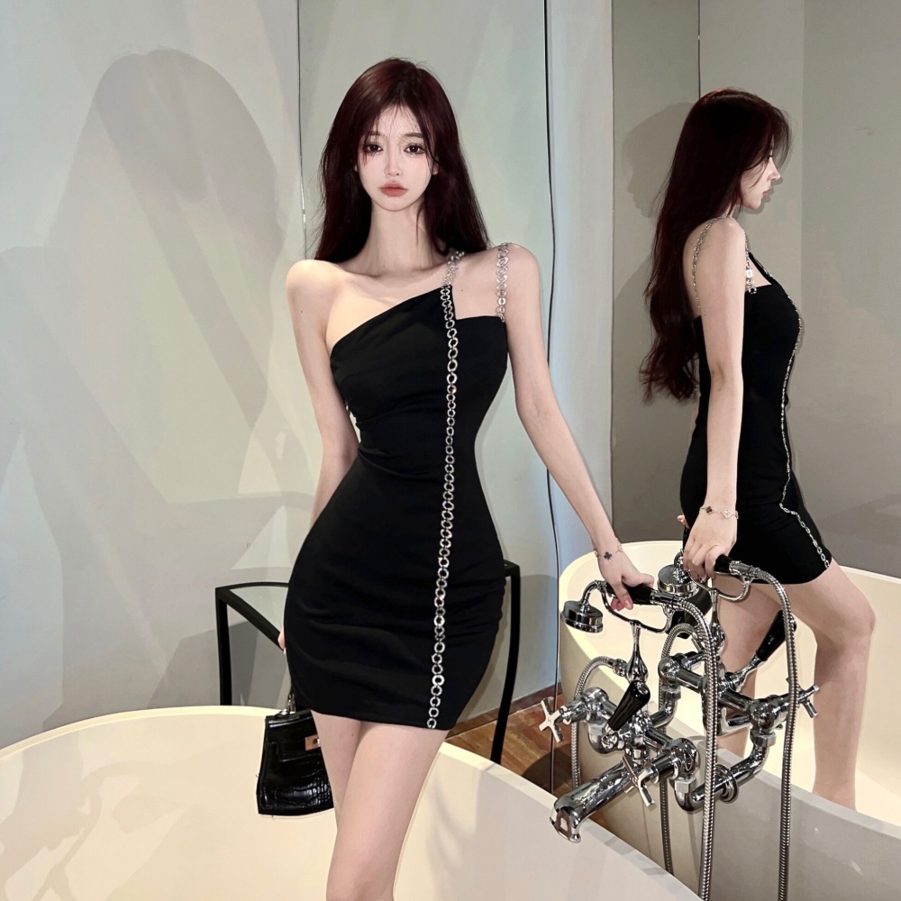 Halter package hip dress sexy chain accessories