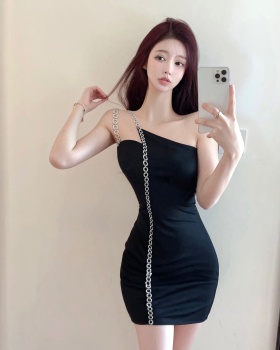 Halter package hip dress sexy chain accessories