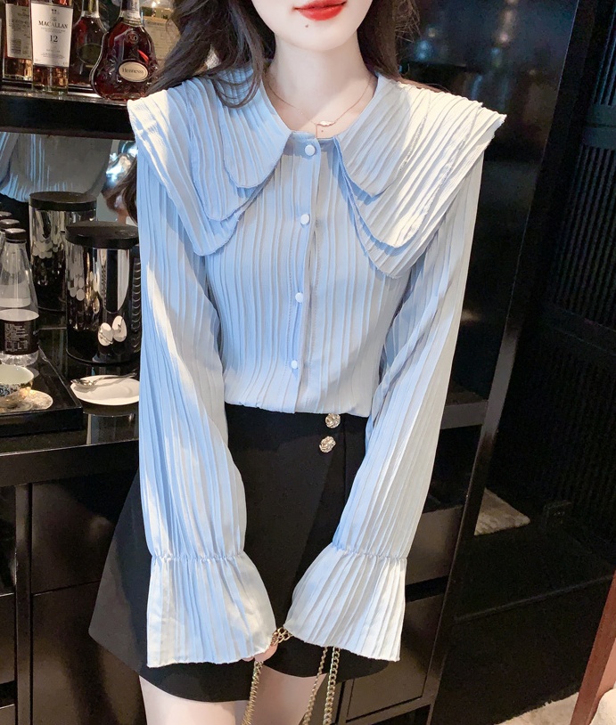 France style shirt crimp chiffon shirt for women