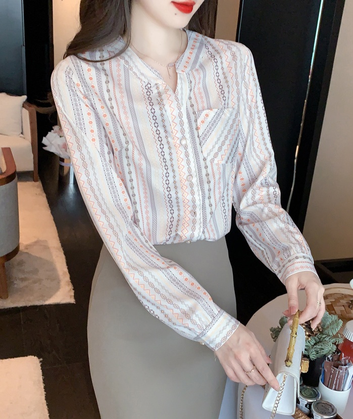 France style long sleeve tops temperament spring shirt