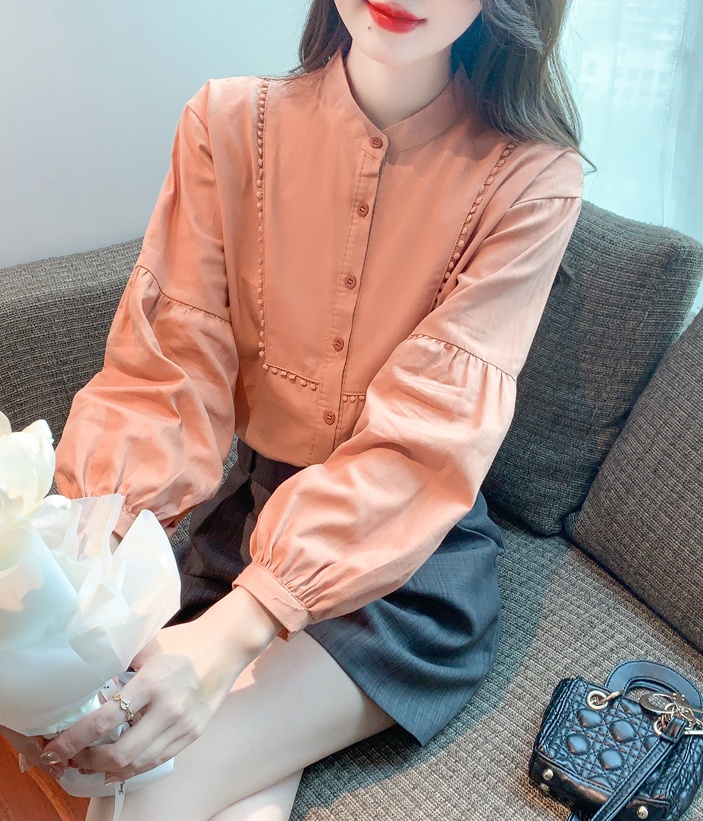 Puff sleeve lace small shirt thin Western style tops