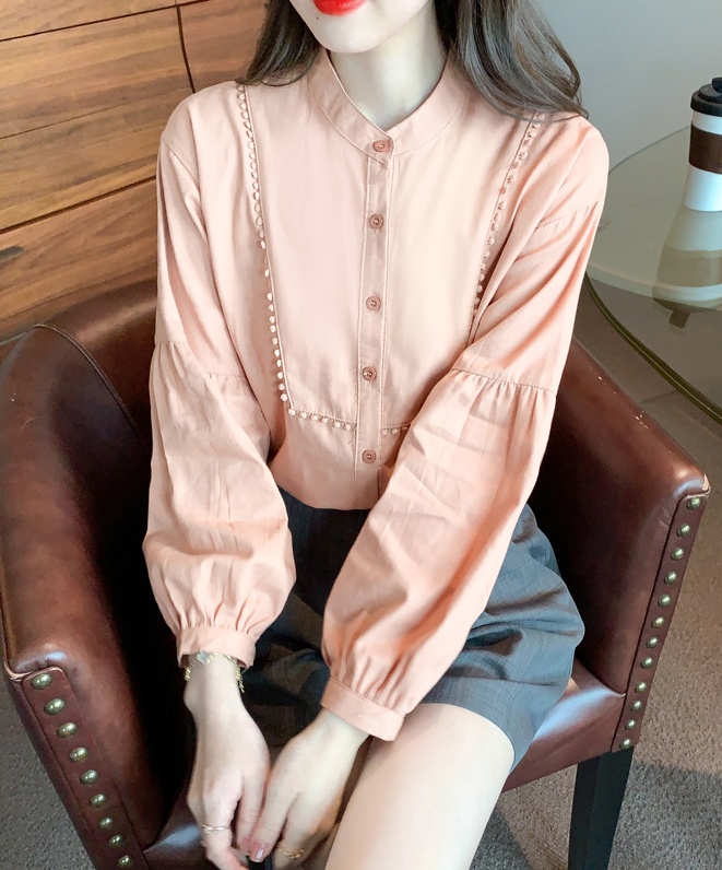 Puff sleeve lace small shirt thin Western style tops