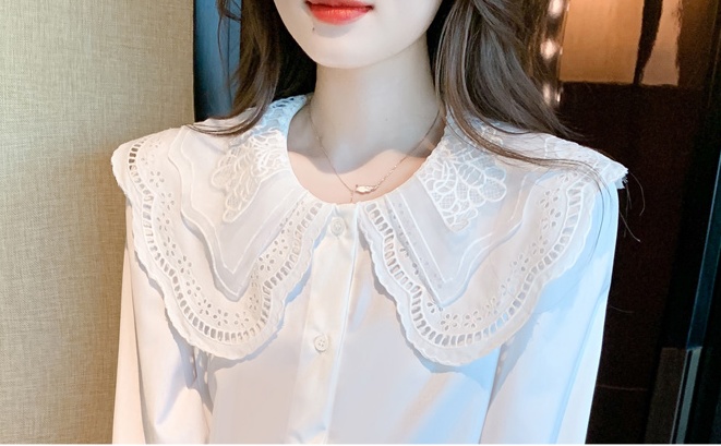 All-match white shirt spring chiffon shirt for women