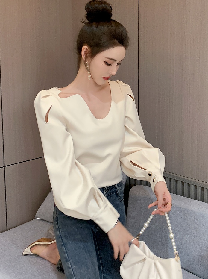 Drops of water spring shirt hollow tops for women