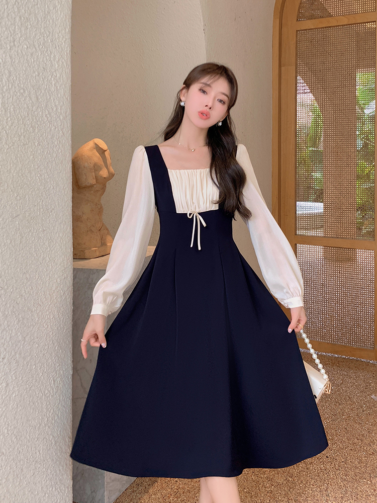 Fat sister France style Pseudo-two dress for women