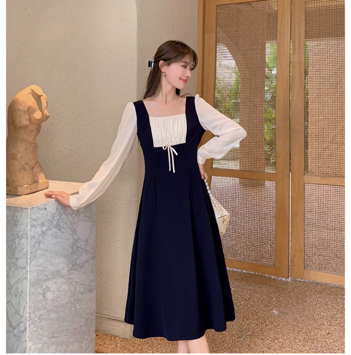 Fat sister France style Pseudo-two dress for women