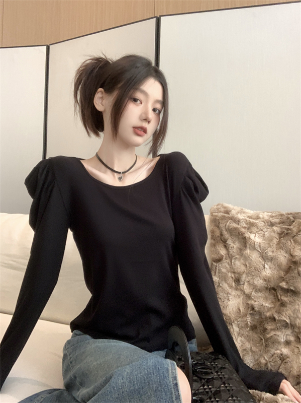 Pullover black fashion spring bottoming T-shirt