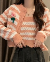 Lazy sexy college style pullover short sweater 2pcs set