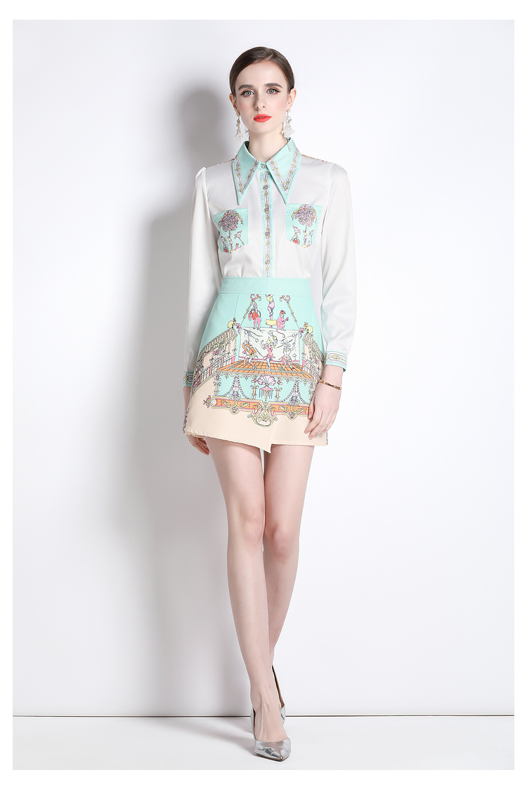 Fashion spring skirt temperament shirt 2pcs set