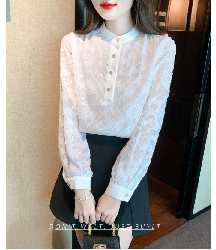 Cstand collar spring tops thin France style shirt
