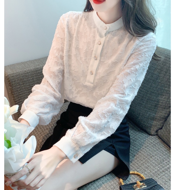 Cstand collar spring tops thin France style shirt