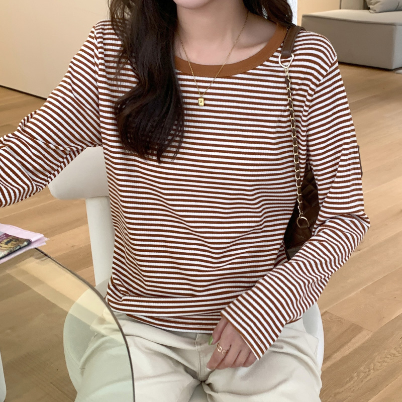Western style T-shirt stripe tops for women