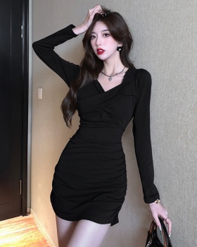 Tight package hip temperament dress spring sexy black T-back