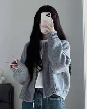 Retro lazy thick sweater spring gray cardigan for women