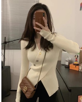 France style bottoming sweater V-neck spring tops for women