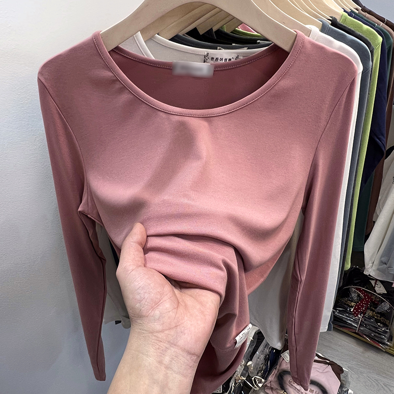 Round neck slim business suit long sleeve T-shirt for women